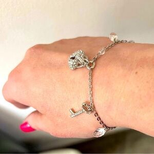 Swarovski Rhodium Crystal Charm Bracelet (Adjustable)